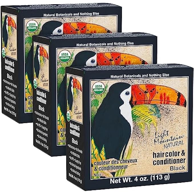 Light Mountain HENNA HAIR COLOR & CONDITIONER - BLACK HAIR DYE FOR MEN/WOMEN, ORGANIC HENNA LEAF POWDER AND BOTANICALS, CHEMICAL-FREE, SEMI-PERMANENT HAIR COLOR, 4 OZ (PACK OF 3) - Image 2